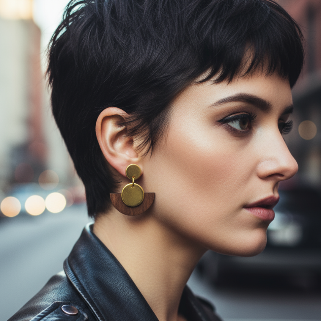 Brincos de Madeira Eclipse